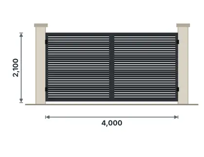 SG02-D Double swing driveway gate – Horizontal slats (modern) drawing