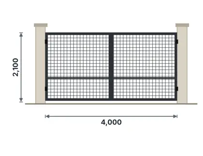 SG02-E Double swing driveway gate – Welded mesh panel drawing