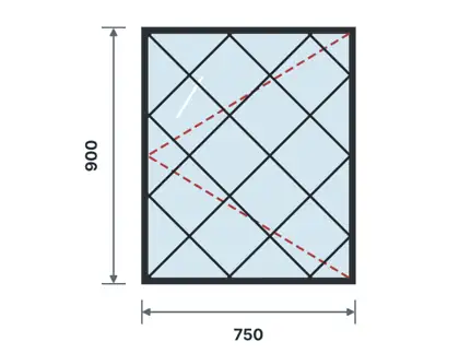 SW01-E Single casement window – Diamond lattice drawing