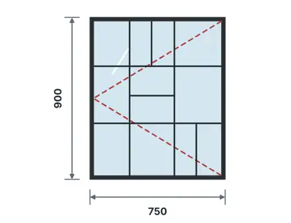 SW01-I Single casement window – Modern offset rectangles drawing
