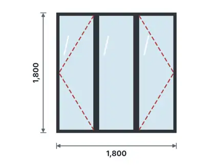SW03-A Three-light casement window – Clear (no grille) drawing
