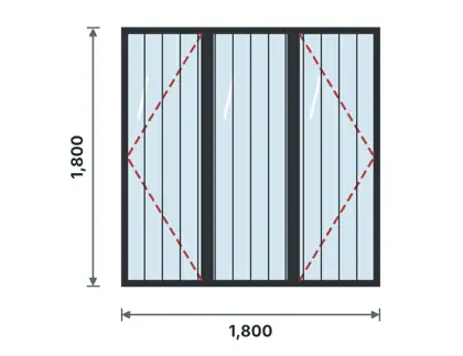 SW03-B Three-light casement window – Vertical bars drawing
